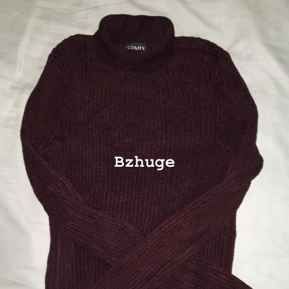 INTERMIX Wine Red Mock Neck Sweater
